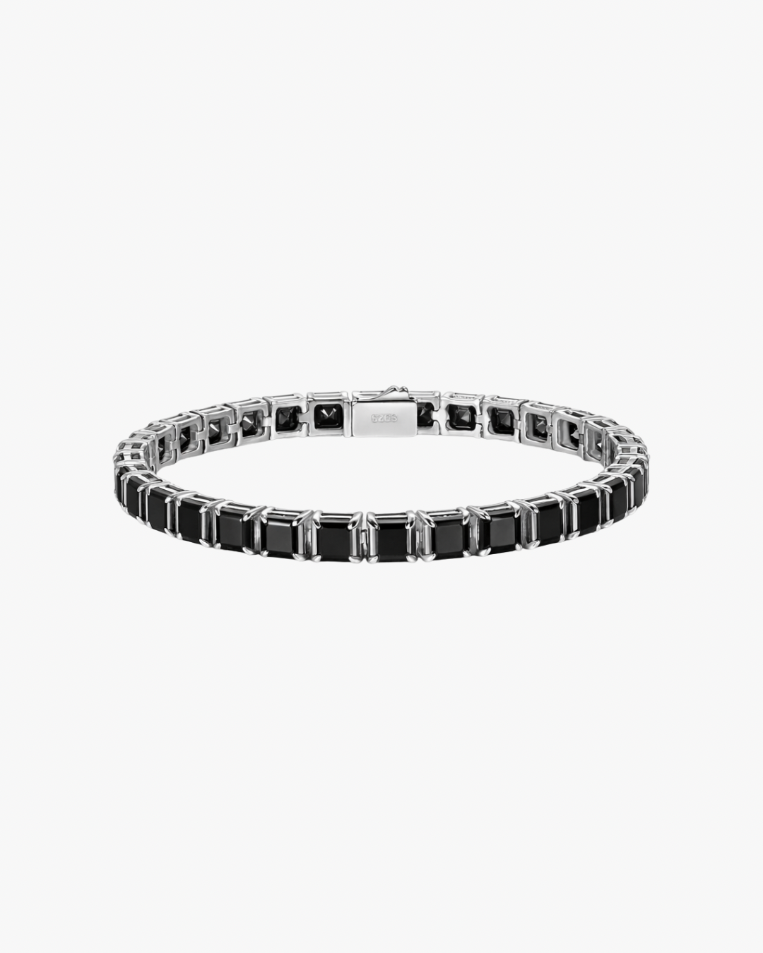 VERDANORA 4mm Black Moissanite Tennis Bracelet – VVS – White Gold-Plated S925