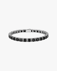 VERDANORA 4mm Black Moissanite Tennis Bracelet – VVS – White Gold-Plated S925