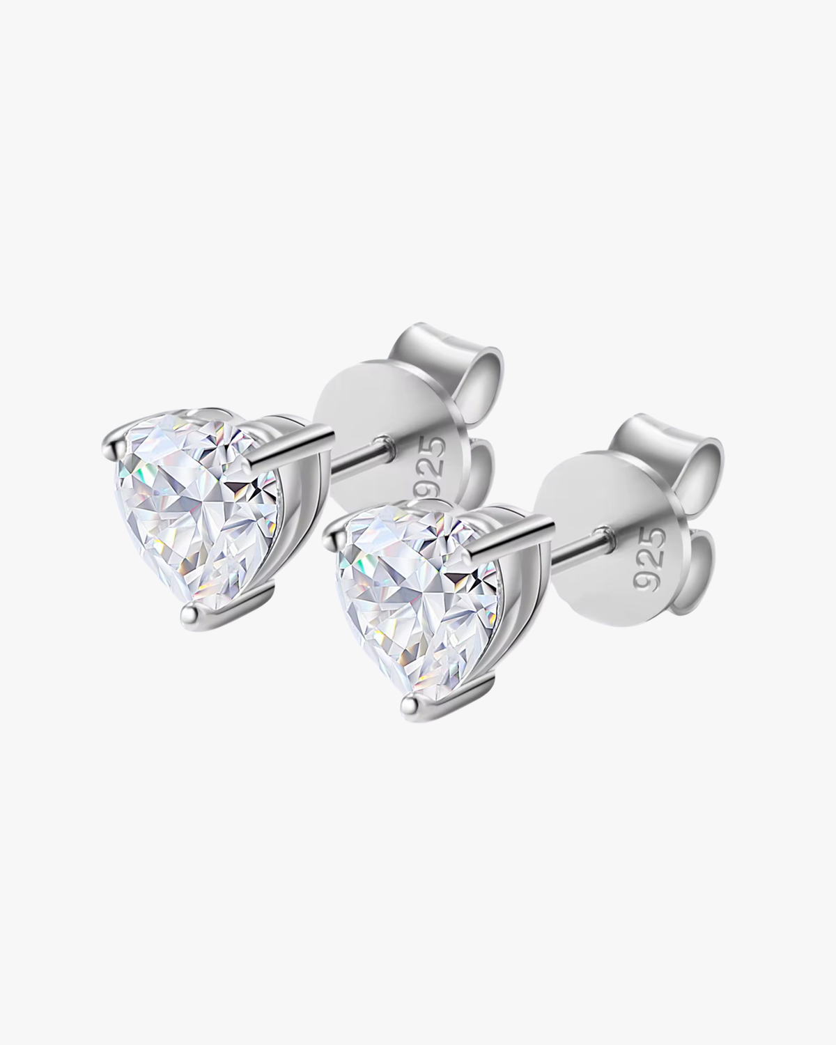Verdanora Heart Cut Moissanite Stud Earrings – 18K White Gold Plated 925 Silver
