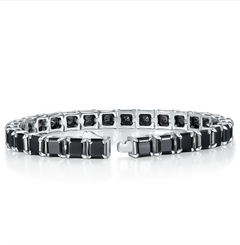 VERDANORA 4mm Black Moissanite Tennis Bracelet – VVS – White Gold-Plated S925