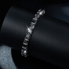 VERDANORA 4mm Black Moissanite Tennis Bracelet – VVS – White Gold-Plated S925