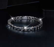 VERDANORA 4mm Black Moissanite Tennis Bracelet – VVS – White Gold-Plated S925