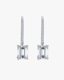 Verdanora Emerald Drop Moissanite Earrings – 925 Sterling Silver, VVS Brilliance