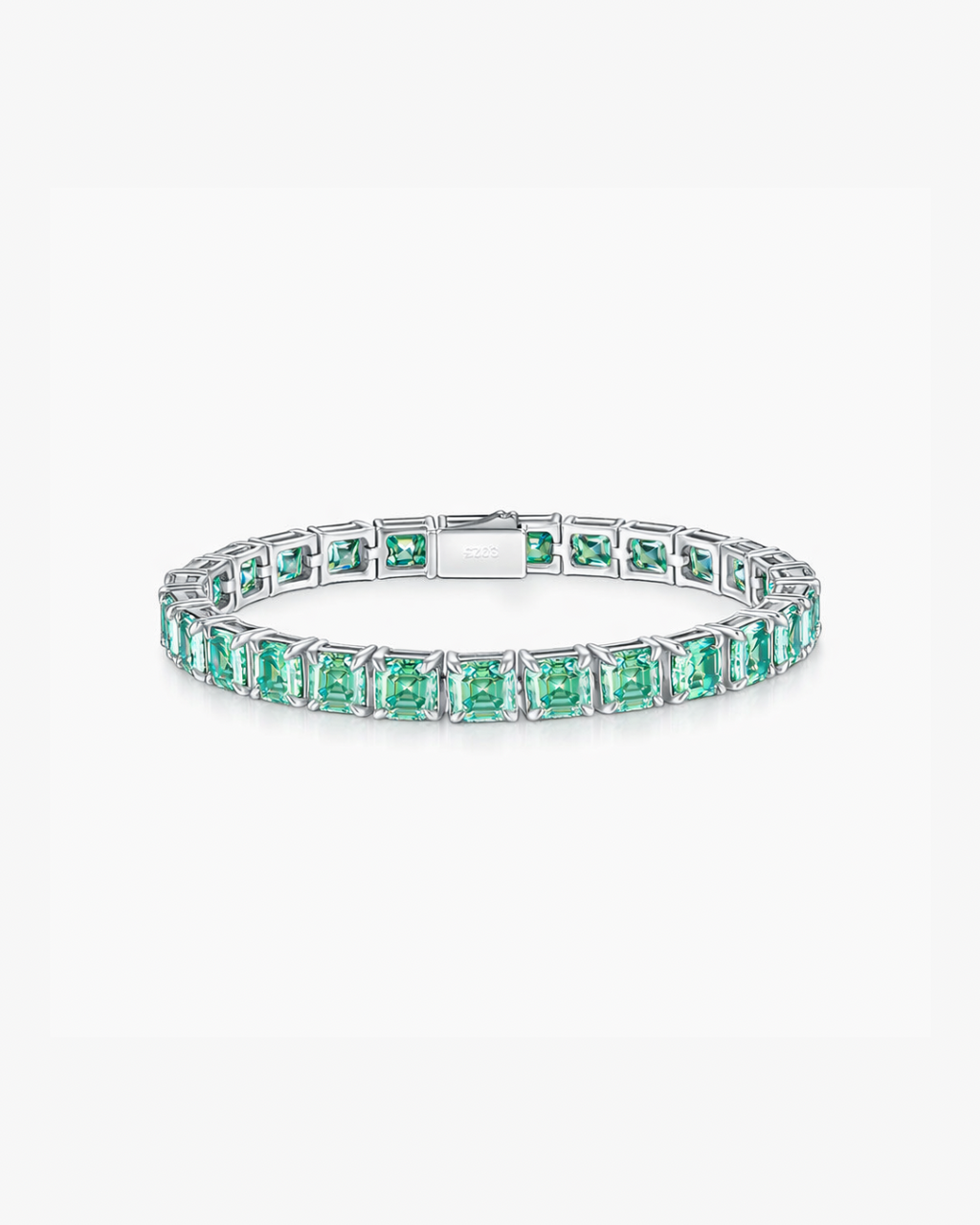 VERDANORA 4mm Blue Moissanite Tennis Bracelet – VVS – White Gold-Plated S925