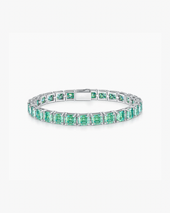 VERDANORA 4mm Blue Moissanite Tennis Bracelet – VVS – White Gold-Plated S925