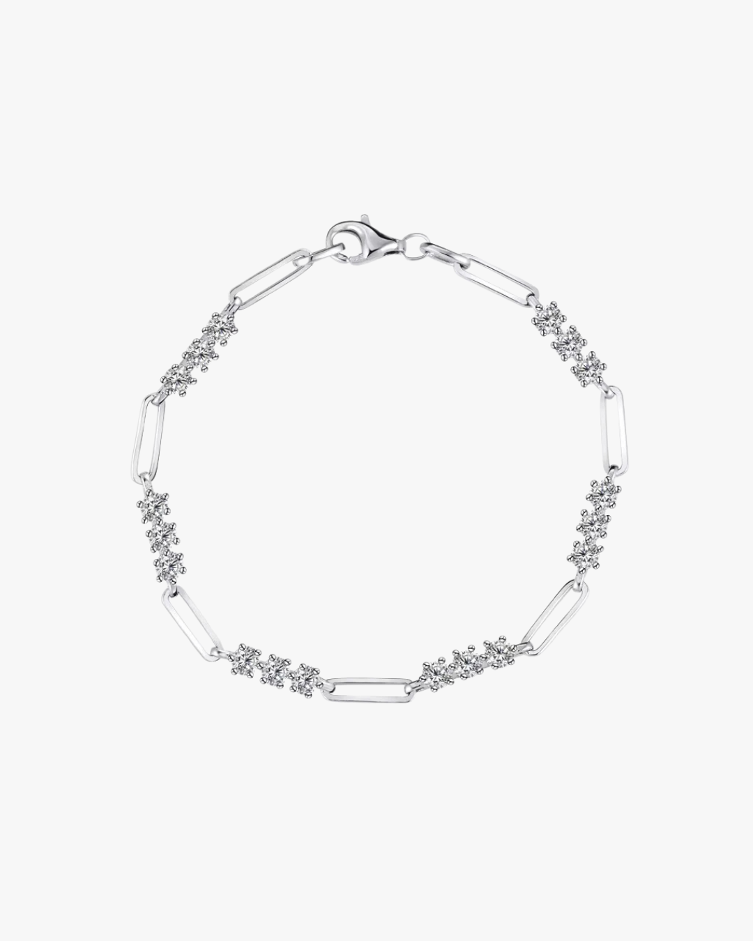 VERDANORA Paperclip Moissanite Link Bracelet – 3mm D Color VVS – S925