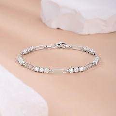 VERDANORA Paperclip Moissanite Link Bracelet – 3mm D Color VVS – S925