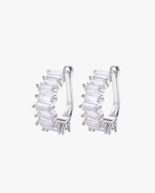 Verdanora Baguette Hoop Earrings – 925 Sterling Silver with VVS Moissanite