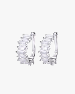 Verdanora Baguette Hoop Earrings – 925 Sterling Silver with VVS Moissanite
