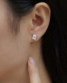 Verdanora Emerald Cut Moissanite Stud Earrings – 925 Sterling Silver, VVS Brilliance