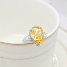 VERDANORA Yellow Pear-Cut Ring – Crushed Ice Zirconia – 925 Sterling Silver