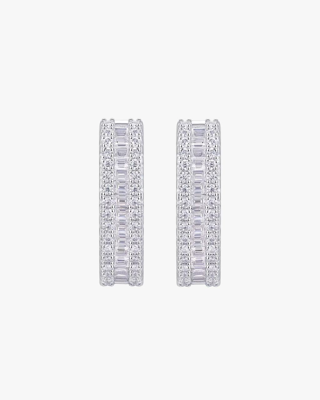 Verdanora Baguette Moissanite Hoop Earrings – 925 Sterling Silver, VVS Brilliance