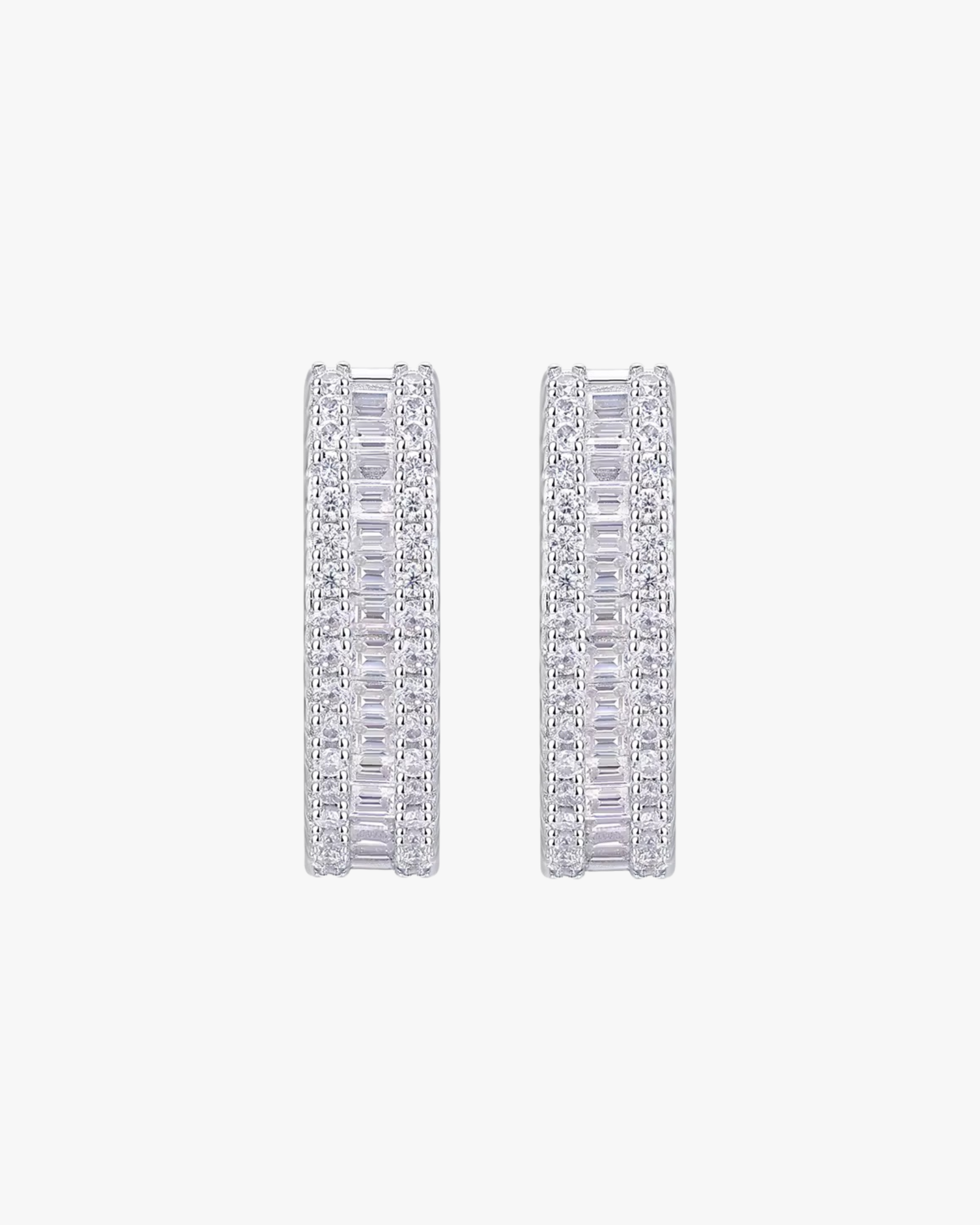 Verdanora Baguette Moissanite Hoop Earrings – 925 Sterling Silver, VVS Brilliance