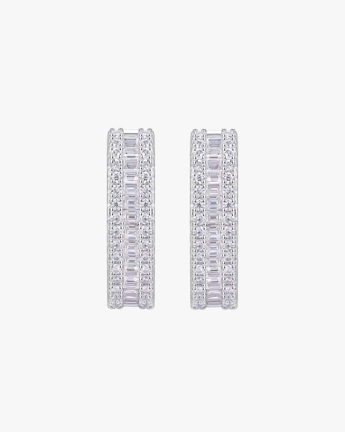 Verdanora Baguette Moissanite Hoop Earrings – 925 Sterling Silver, VVS Brilliance