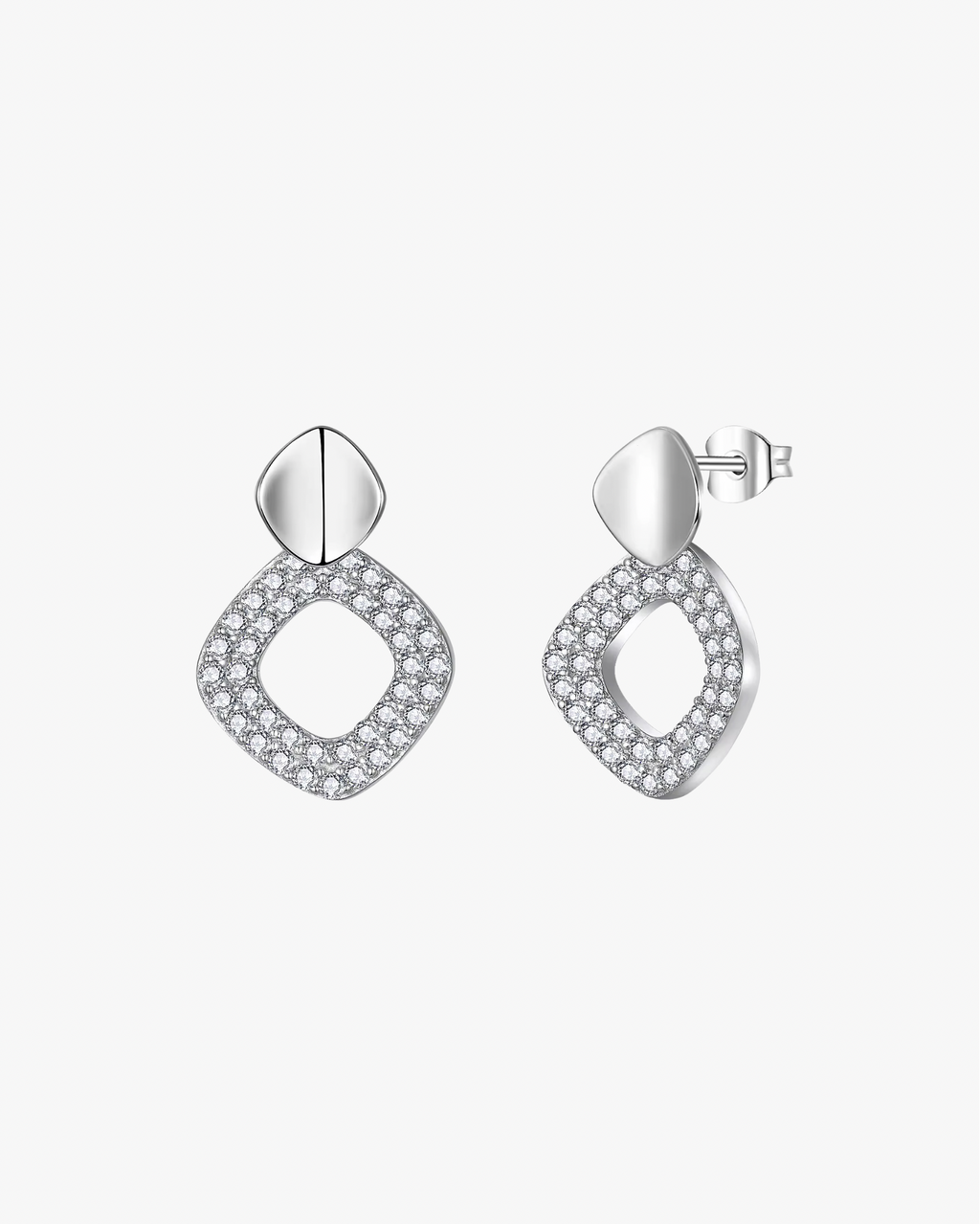 Verdanora Geometric Moissanite Stud Earrings – 925 Sterling Silver, VVS Radiance