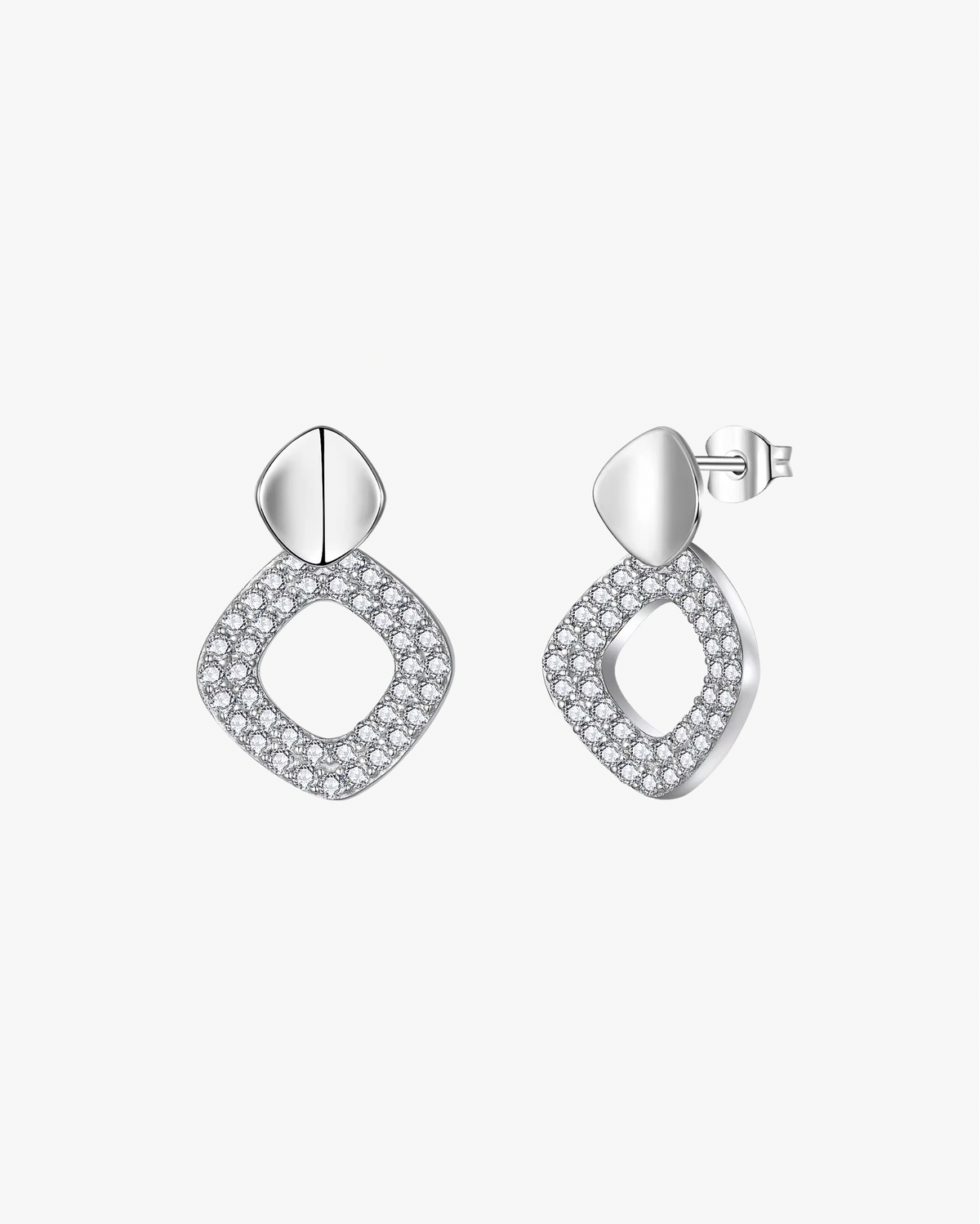 Verdanora Geometric Moissanite Stud Earrings – 925 Sterling Silver, VVS Radiance