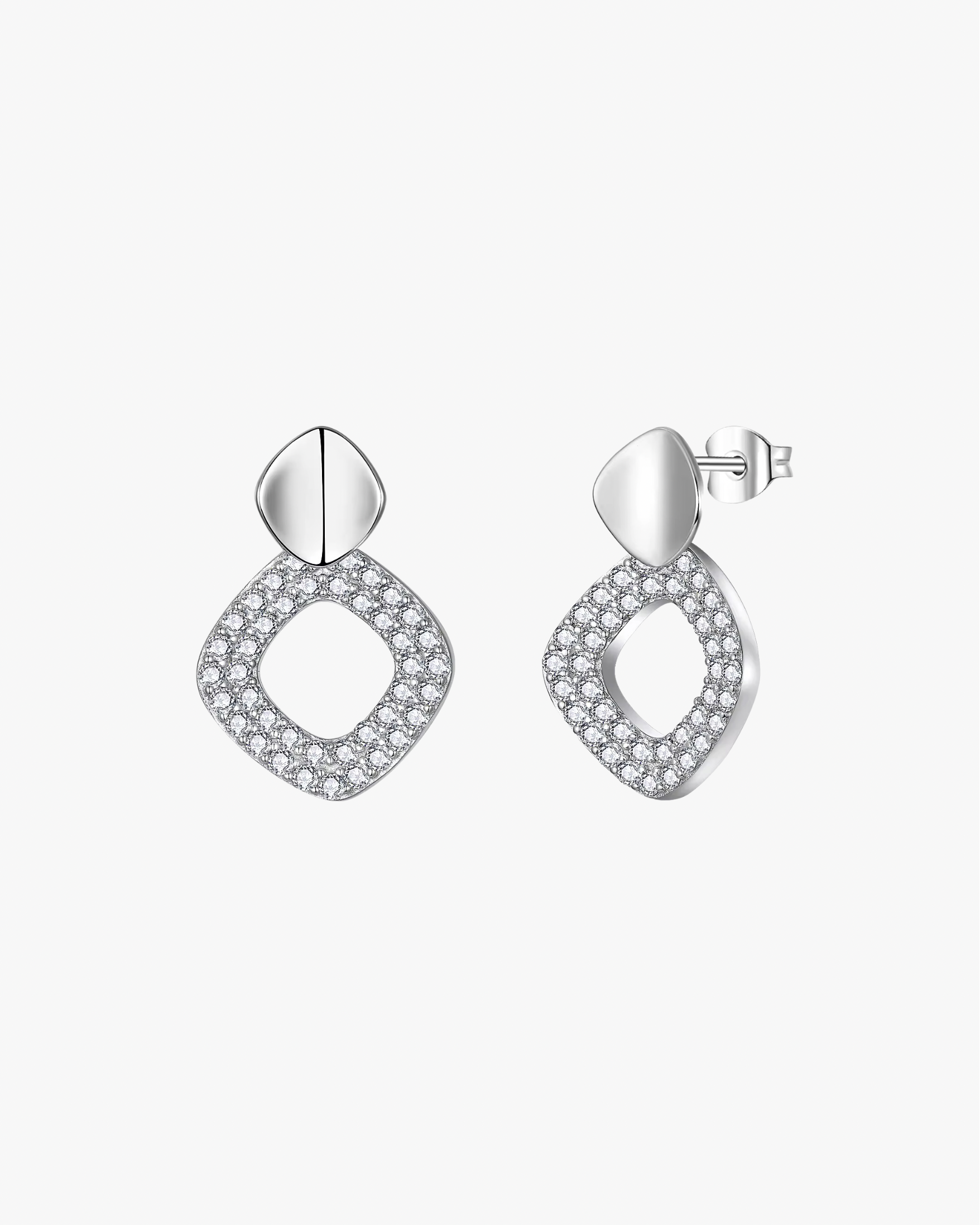 Verdanora Geometric Moissanite Stud Earrings – 925 Sterling Silver, VVS Radiance