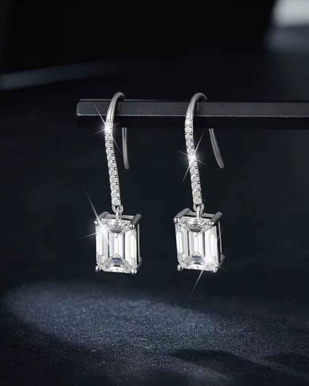 Verdanora Emerald Drop Moissanite Earrings – 925 Sterling Silver, VVS Brilliance