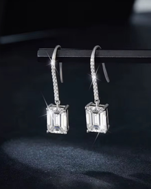 Verdanora Emerald Drop Moissanite Earrings – 925 Sterling Silver, VVS Brilliance