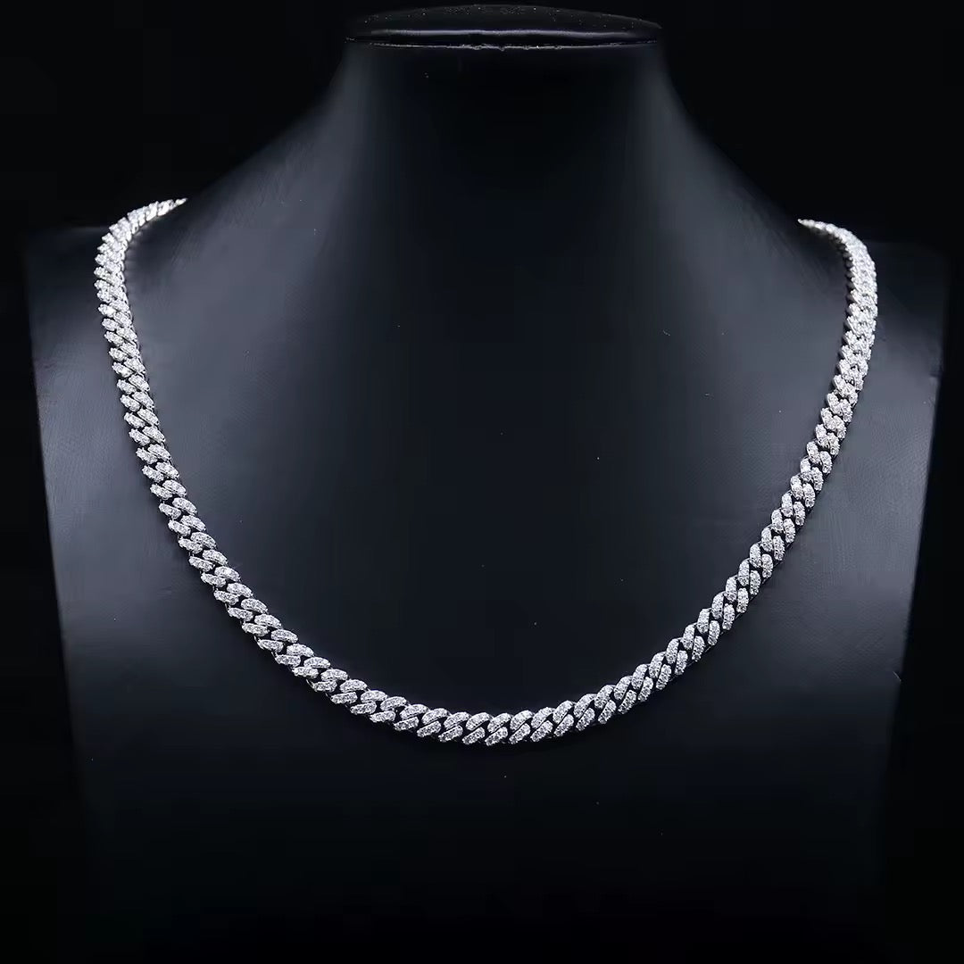 Verdanora Cuban Link Chain – 6mm 925 Sterling Silver with VVS Moissanite