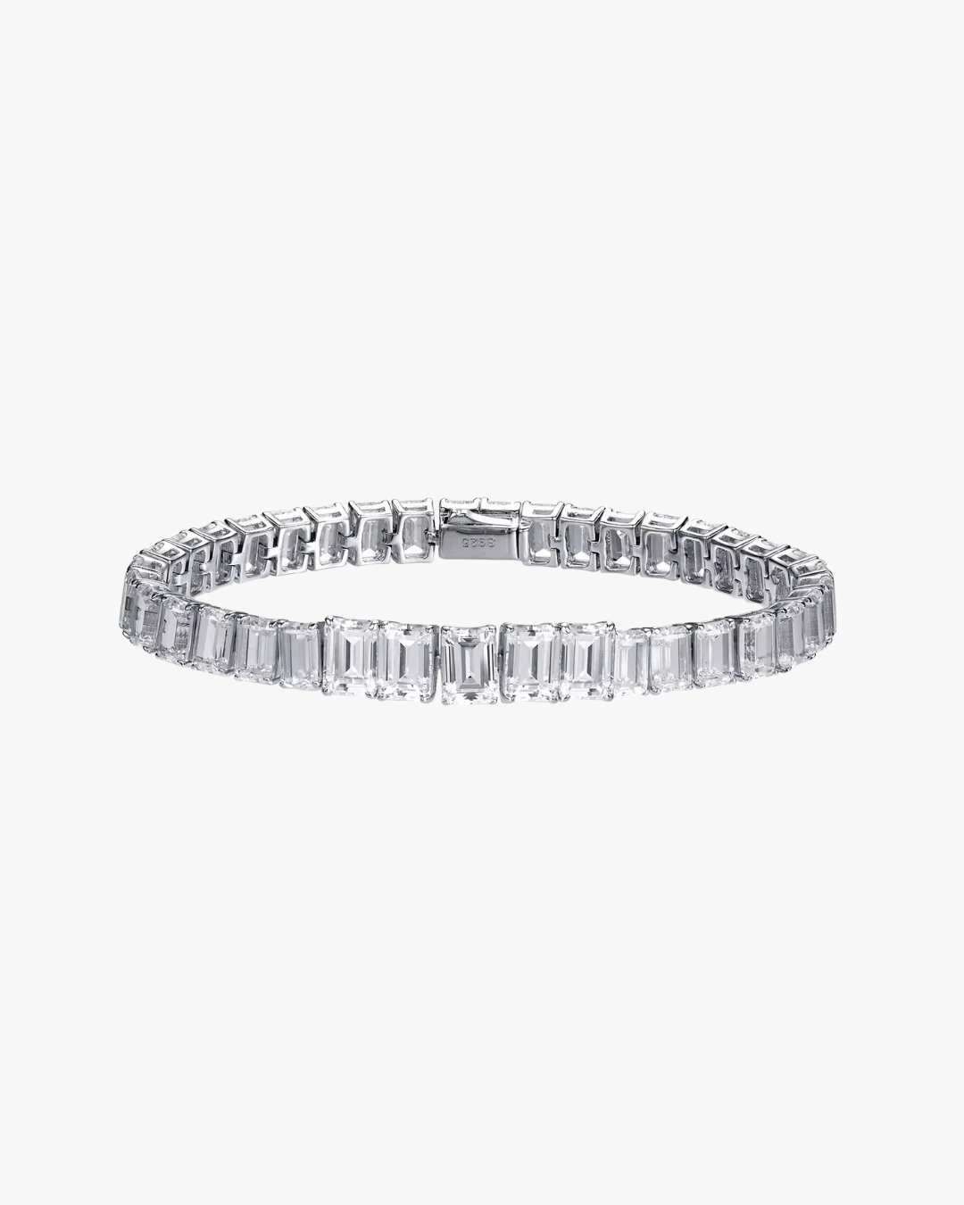 VERDANORA Emerald-Cut Tennis Bracelet – S925 Sterling Silver – 17cm (Moissanite / Zircon)