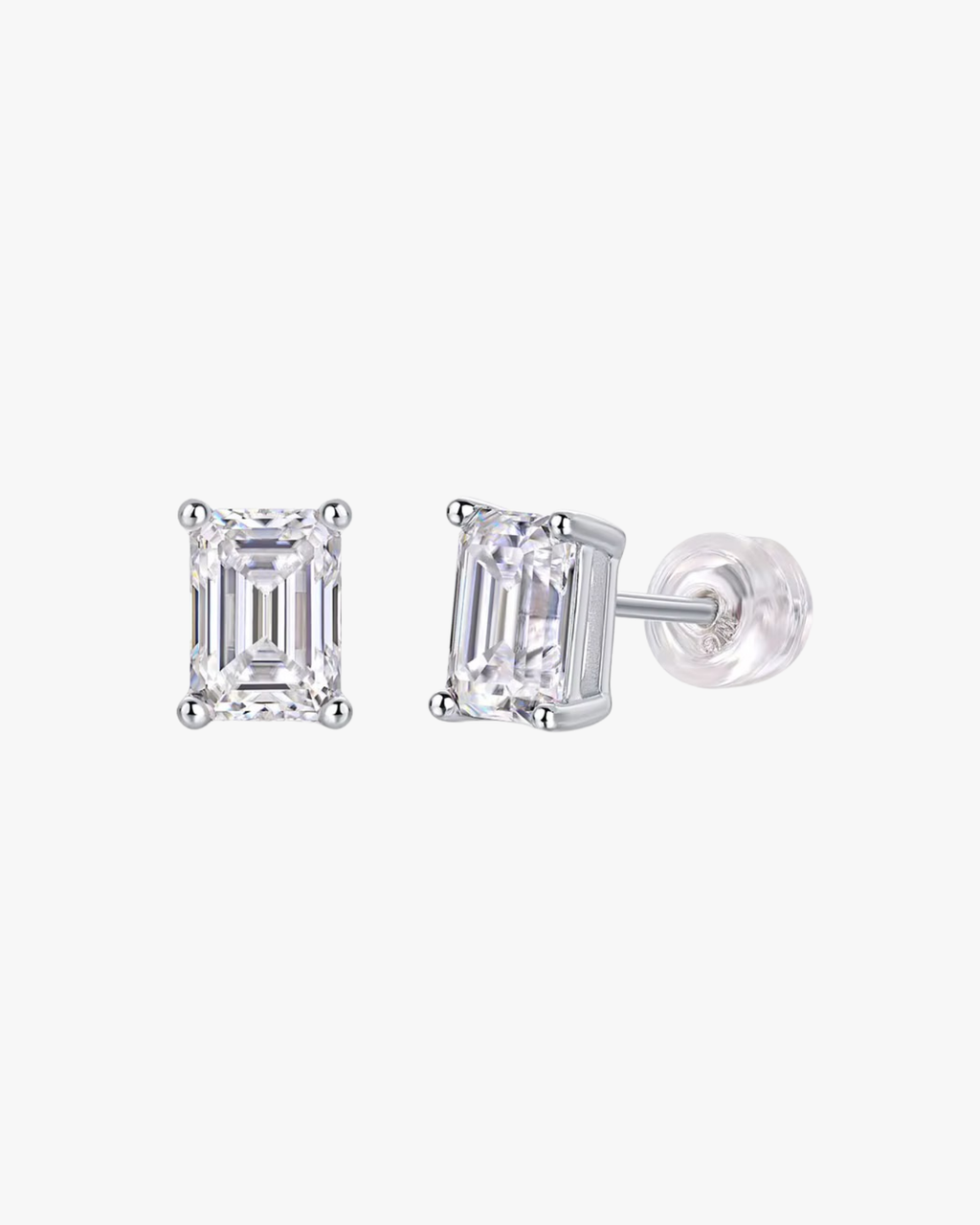 Verdanora Emerald Cut Moissanite Stud Earrings – 925 Sterling Silver, VVS Brilliance