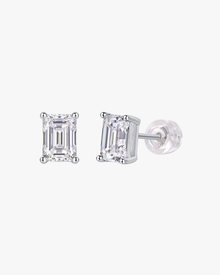 Verdanora Emerald Cut Moissanite Stud Earrings – 925 Sterling Silver, VVS Brilliance