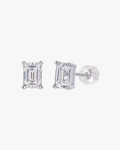 Verdanora Emerald Cut Moissanite Stud Earrings – 925 Sterling Silver, VVS Brilliance