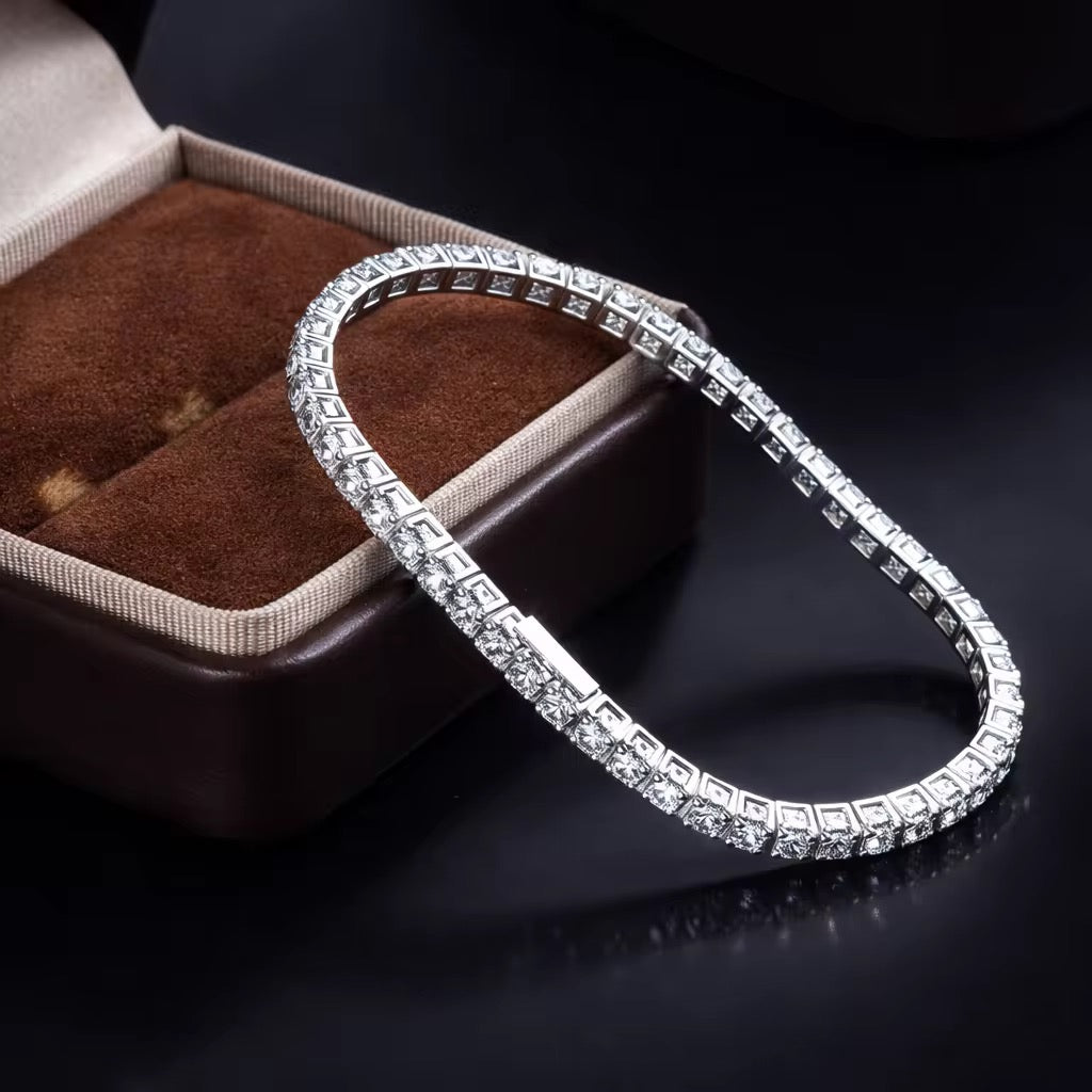 VERDANORA 3mm Moissanite Tennis Bracelet – 925 Sterling Silver – Unisex