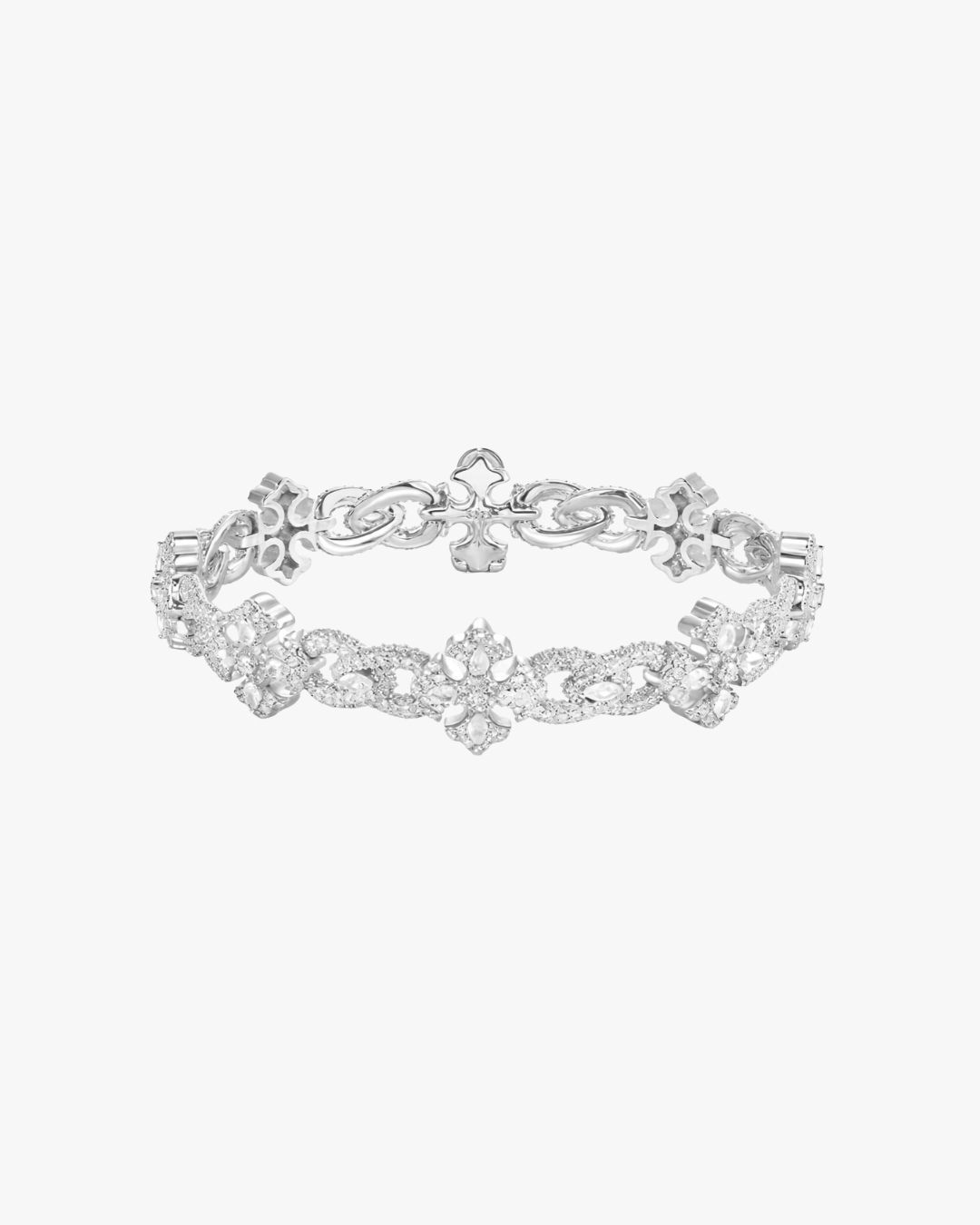 VERDANORA Cross & Infinity Iced Bracelet – VVS Moissanite – 925 Sterling Silver – 14mm