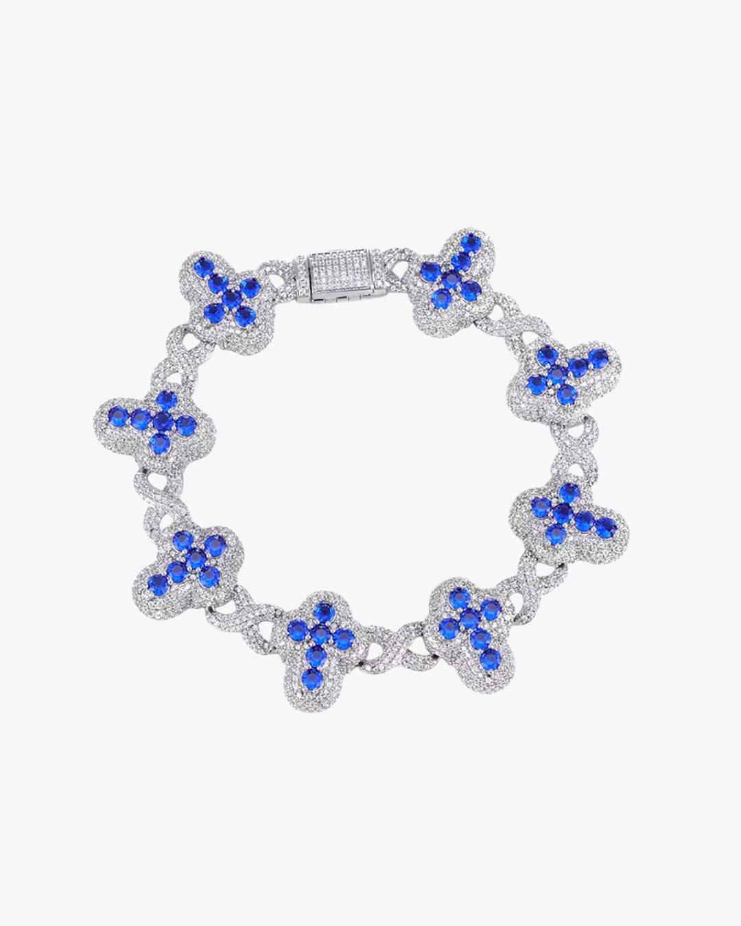 VERDANORA Blue Clover Iced Link Bracelet