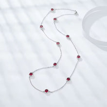 VERDANORA Lab-Grown Ruby Station Necklace – 925 Sterling Silver