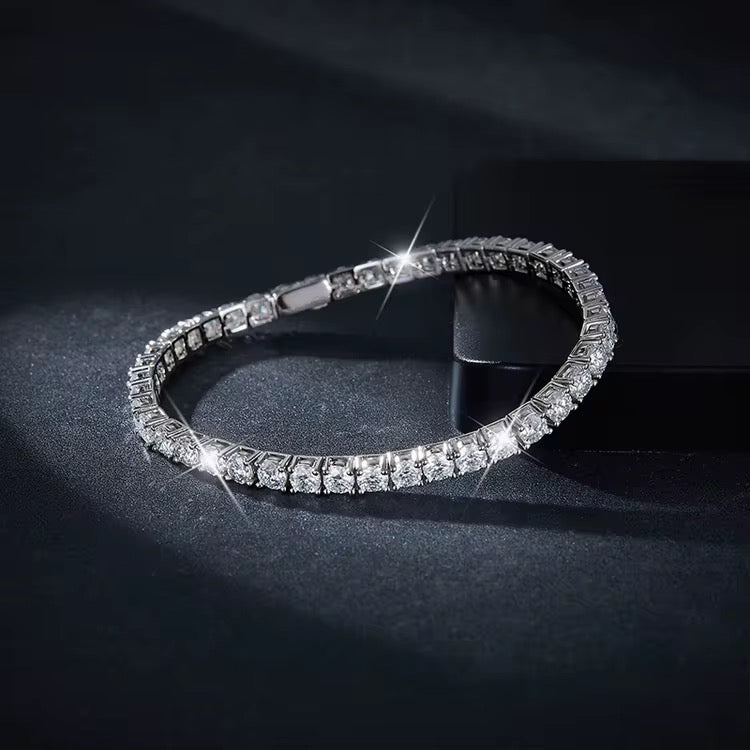 VERDANORA 6.5mm Round Moissanite Tennis Bracelet – D Color – Rhodium S925