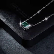 VERDANORA Emerald-Cut Green Moissanite Necklace – 2ct VVS1 – Rhodium S925