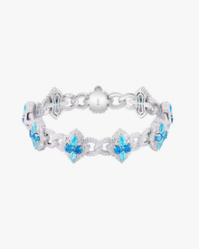 VERDANORA Blue Clover Iced Link Bracelet – Moissanit S925