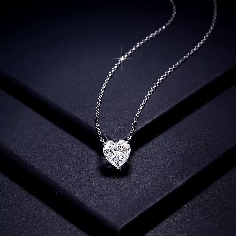 VERDANORA Heart Moissanite Solitaire Necklace – 8mm – 925 Sterling Silver