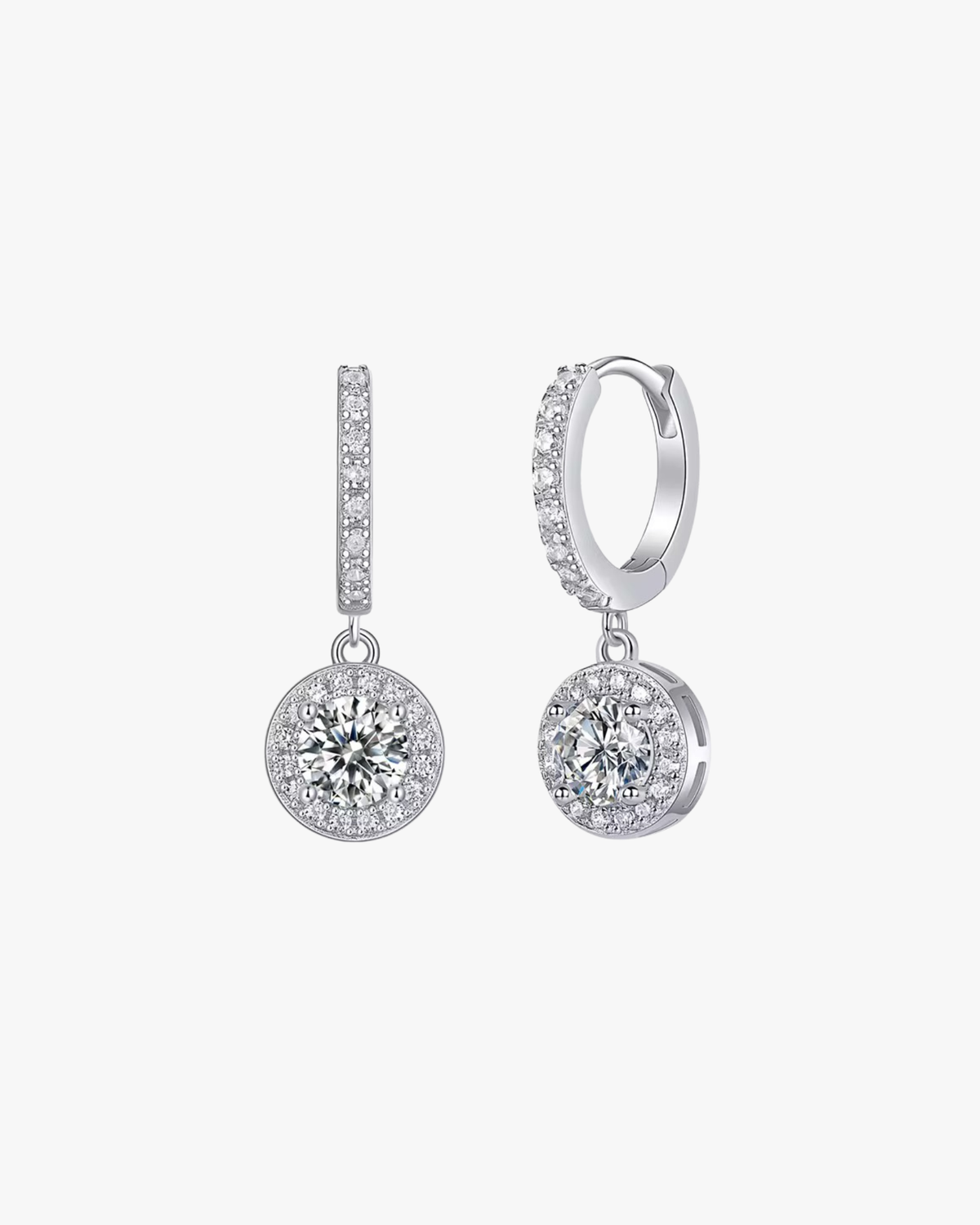 Verdanora Drop Moissanite Hoop Earrings – 925 Sterling Silver, VVS Radiance