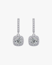Verdanora Square Drop Moissanite Hoop Earrings – 925 Sterling Silver, VVS Shine