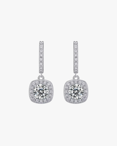 Verdanora Square Drop Moissanite Hoop Earrings – 925 Sterling Silver, VVS Shine