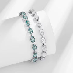 VERDANORA Oval Clear Moissanite Tennis Bracelet – 925 Sterling Silver – Unisex