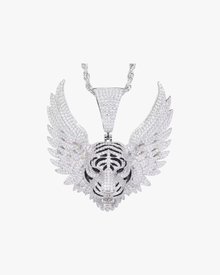 VERDANORA Winged Tiger Iced Pendant Necklace – VVS Moissanite – 925 Sterling Silver