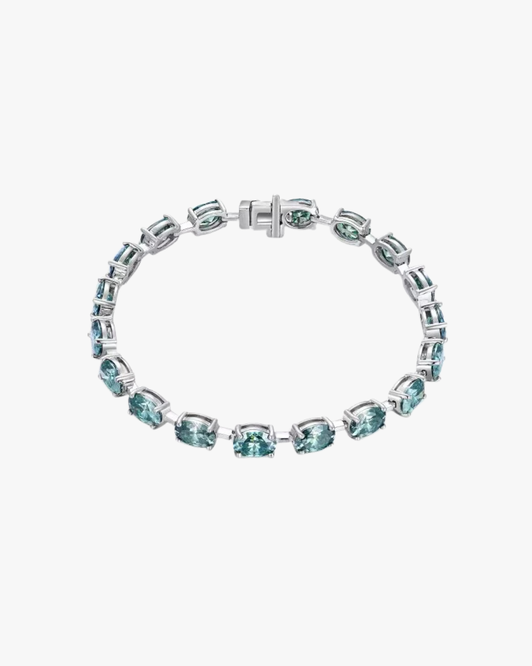 VERDANORA Oval Green Moissanite Tennis Bracelet – 925 Sterling Silver – Unisex