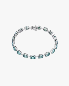 VERDANORA Oval Green Moissanite Tennis Bracelet – 925 Sterling Silver – Unisex