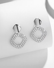 Verdanora Geometric Moissanite Stud Earrings – 925 Sterling Silver, VVS Radiance