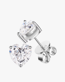 Verdanora Heart Cut Moissanite Stud Earrings – 18K White Gold Plated 925 Silver