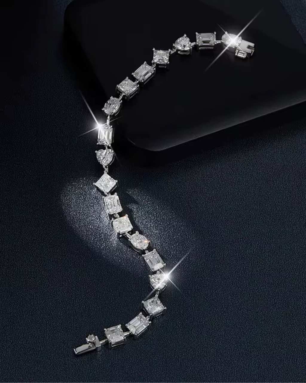 Verdanora Princess Cut Moissanite Bracelet – 925 Sterling Silver, VVS Brilliance