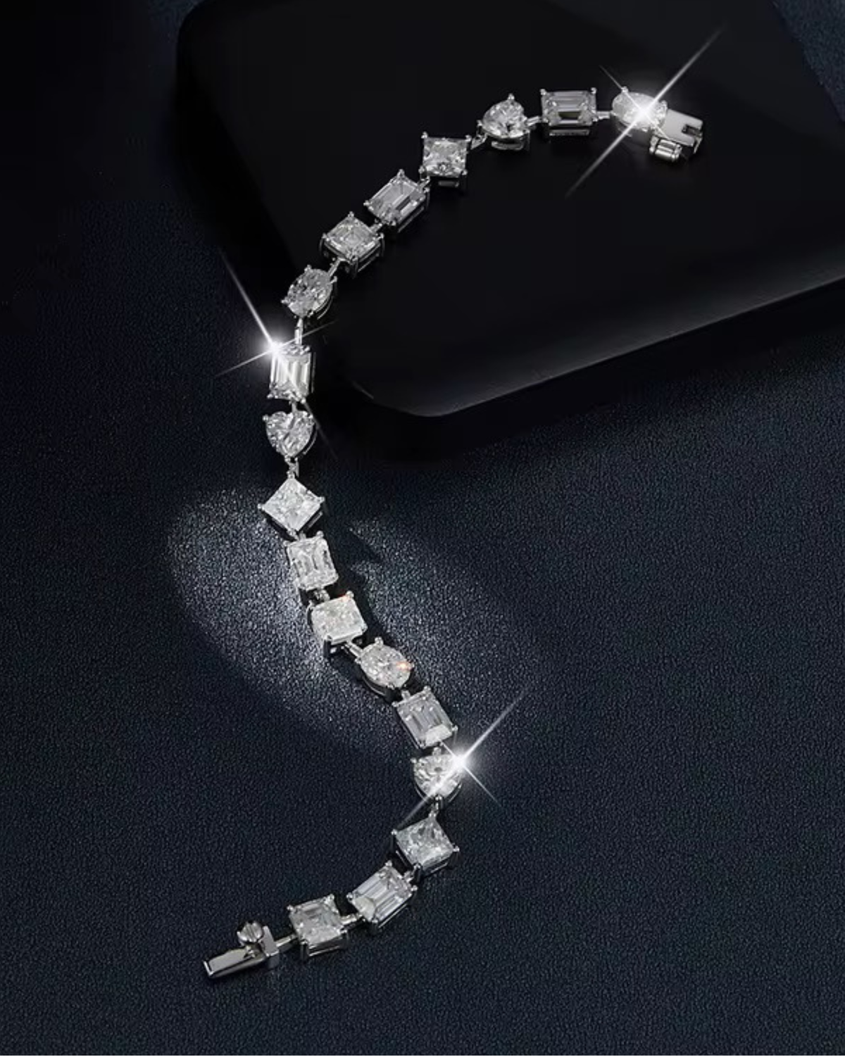 Verdanora Princess Cut Moissanite Bracelet – 925 Sterling Silver, VVS Brilliance