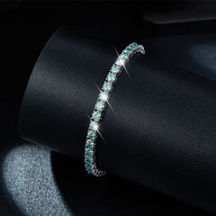 VERDANORA 4mm Blue Moissanite Tennis Bracelet – VVS – White Gold-Plated S925