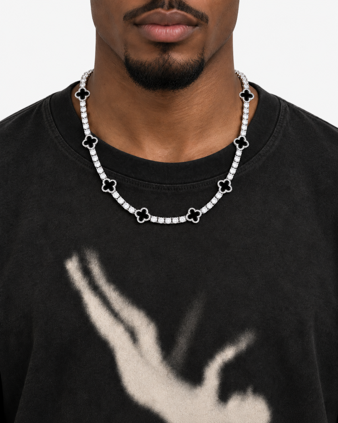 ONYX CLOVER TENNIS CHAIN – ICED OUT