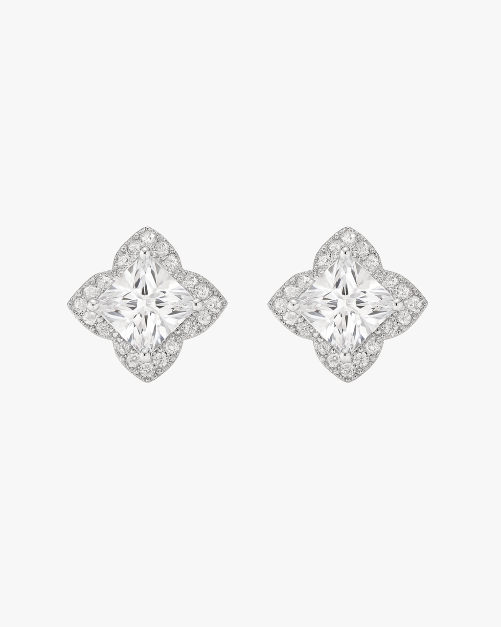 VERDANORA Luxury Moissanite Earrings – 1.2ct Lily Cut Design | 925 Sterling Silver VVS Moissanite Halo Studs for Women | Elegant Gift Jewelry